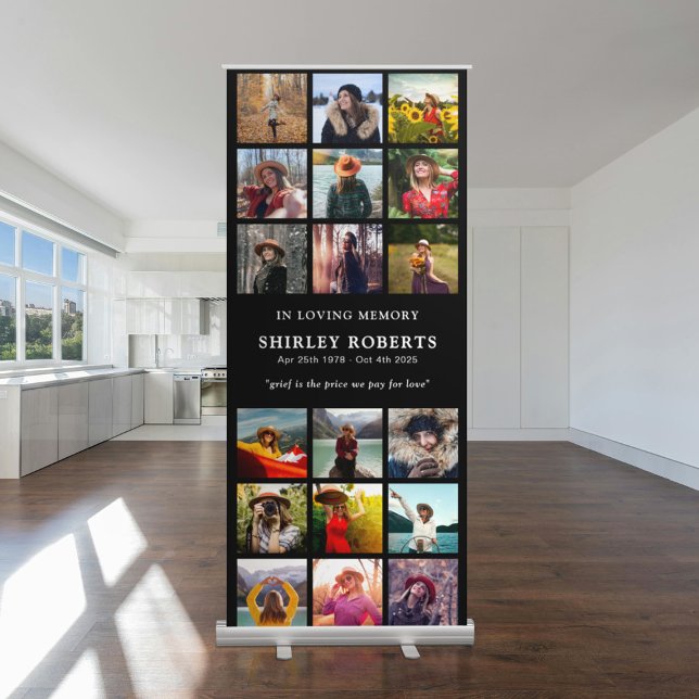 In Loving Memory 18 x Photo Collage Memorial Retractable Banner (Creator Uploaded)