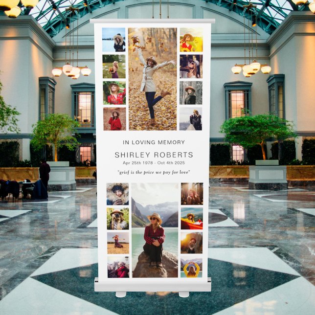 In Loving Memory 18 x Photo Collage Memorial Retractable Banner (Creator Uploaded)