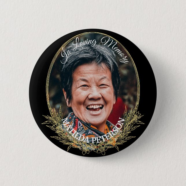 In Loving Memory 1 Photo Funeral Button (Front)