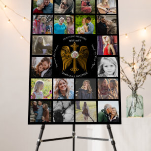 In Loving Memory 21 Photo Collage Cross with Wings Foam Board