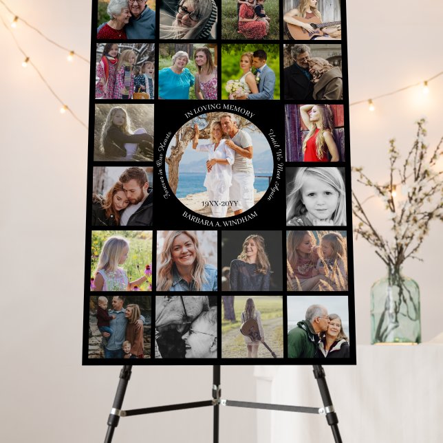 In Loving Memory 21 Photo Collage Memorial Foam Bo Board (In Situ (Stand))