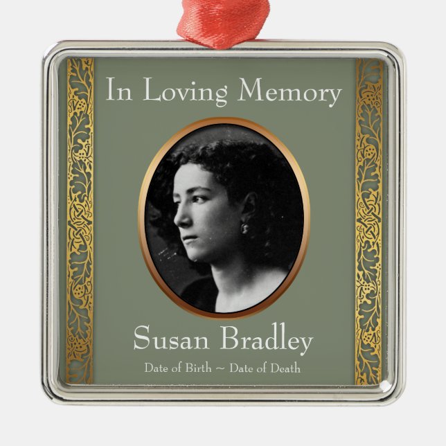 In Loving Memory 2 Custom Photo Memorial Ornament (Front)