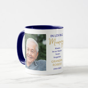In Loving Memory 2 Photo Blue And Gold Memorial Mug