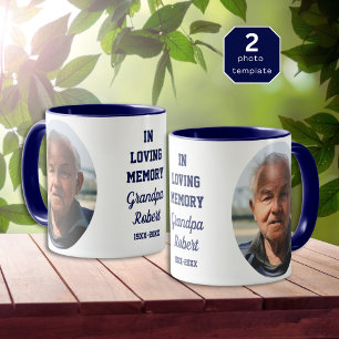 In Loving Memory 2 Photo Memorial Keepsake Blue Mug