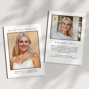 In Loving Memory 2-Photo Simple Modern Memorial Thank You Card