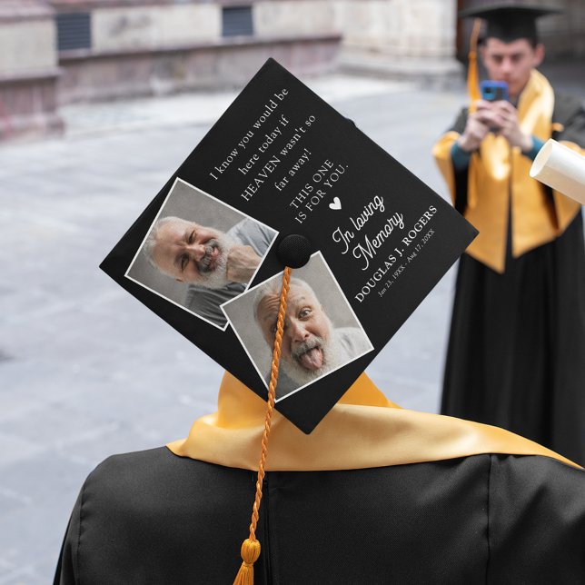 In Loving Memory 2 Photo Tribuate Graduate Graduation Cap Topper (Creator Uploaded)