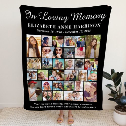In Loving Memory 30 Photo Collage Memorial Fleece Blanket