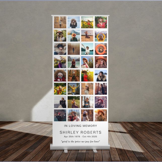 In Loving Memory 32 x Photo Collage Memorial Retractable Banner (Creator Uploaded)