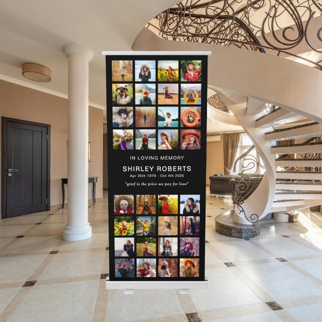 In Loving Memory 32 x Photo Collage Memorial Retractable Banner (Creator Uploaded)