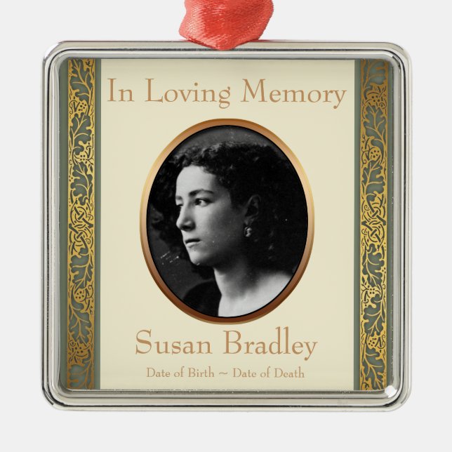 In Loving Memory 3 Custom Photo Memorial Ornament (Front)