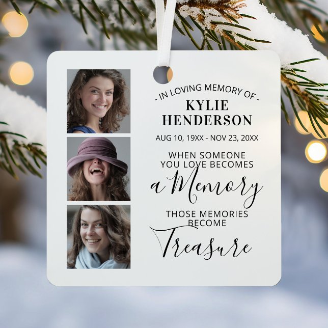 In Loving Memory 3 Photo Christmas Metal Ornament (Creator Uploaded)