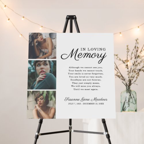 In Loving Memory  3 Photo Collage Funeral  Foam Board