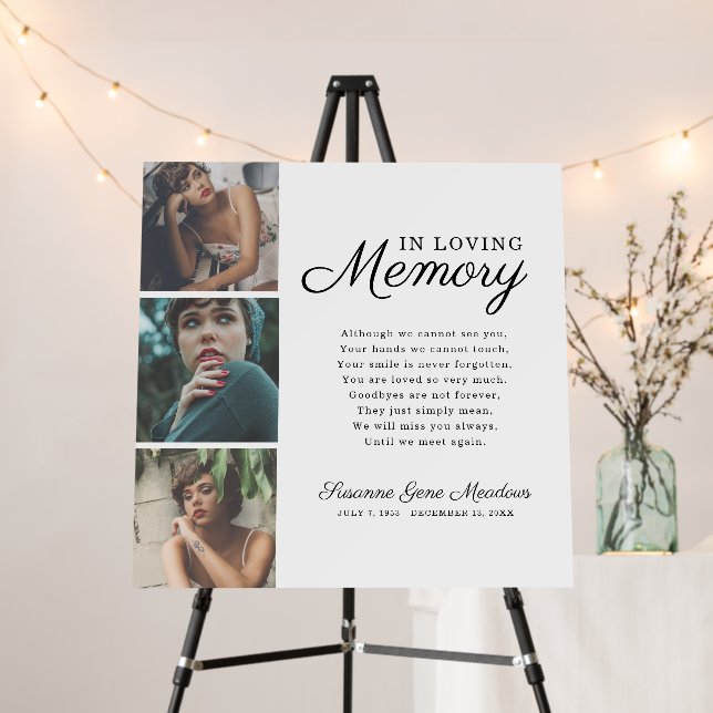 In Loving Memory | 3 Photo Collage Funeral  Foam Board (In Situ (Stand))