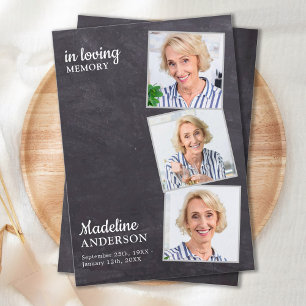 In Loving Memory 3 Photo Memorial Funeral Sympathy Thank You Card