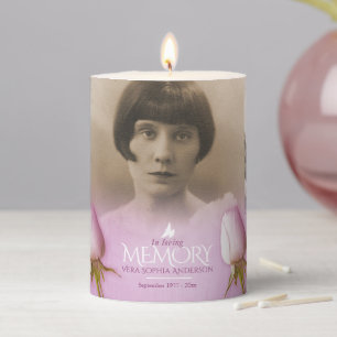 In loving memory 3 photo template purple rose pillar candle