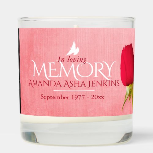 In loving memory 3 photo template red rose bud scented candle