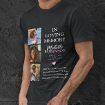 In Loving Memory 3 Photo Tribute T-Shirt<br><div class="desc">Wear this remembrance t-shirt with love and pride at a lost loved ones funeral,  memorial or wake. Featuring a modern 3 photo collage and the text 'In Loving Memory',  their name and dates and a sympathy quote that can be kept or customized.</div>