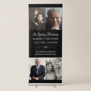 In Loving Memory 4 Photo Collage Memorial Retractable Banner