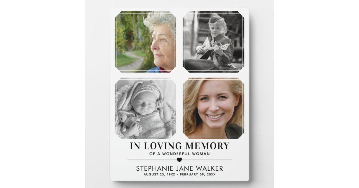 In Loving Memory | 4 Photo Collage Sympathy Plaque | Zazzle