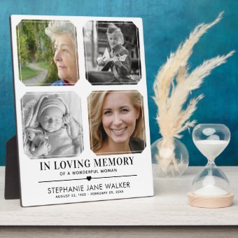 In Loving Memory | 4 Photo Collage Sympathy Plaque | Zazzle