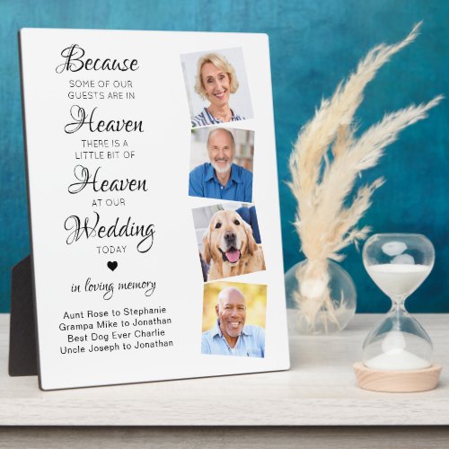 In Loving Memory 4 Photo Heaven Wedding Memorial Plaque