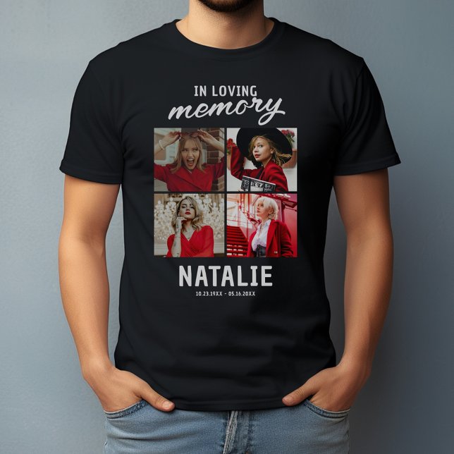 In Loving Memory 4 Photo Memorial T-Shirt (Creator Uploaded)