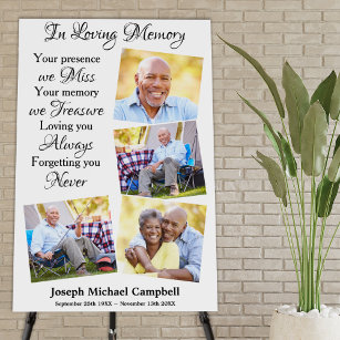 In Loving Memory 4 Picture Memorial Funeral  Foam Board