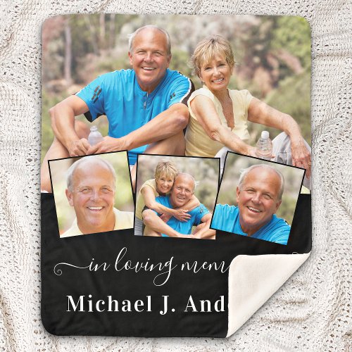 In Loving Memory 4 Picture Personalized Memorial Sherpa Blanket