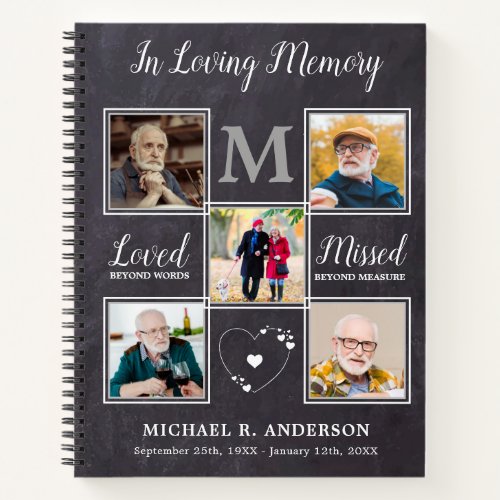 In Loving Memory 5 Photo Budget Funeral GuestBook  Notebook