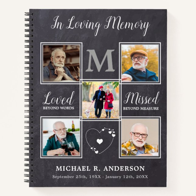 In Loving Memory 5 Photo Budget Funeral GuestBook  Notebook (Front)