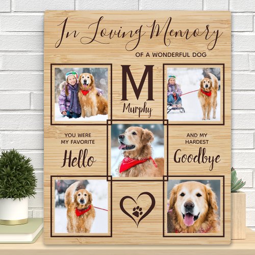 In Loving Memory 5 Photo Collage Dog Memorial Plaque