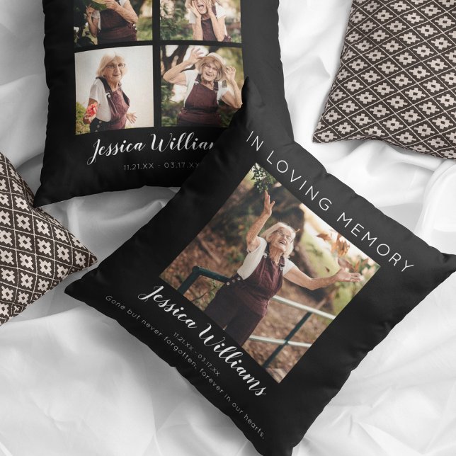 In Loving Memory | 5 Photo Collage | Memorial Throw Pillow (Creator Uploaded)