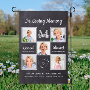 In Loving Memory 5 Photos Personalized Cemetery  Garden Flag