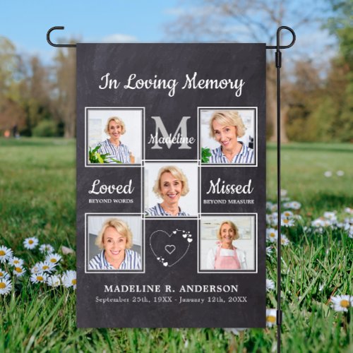In Loving Memory 5 Photos Personalized Cemetery  Garden Flag