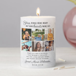 In Loving Memory   6 Photo Collage Funeral  Pillar Candle