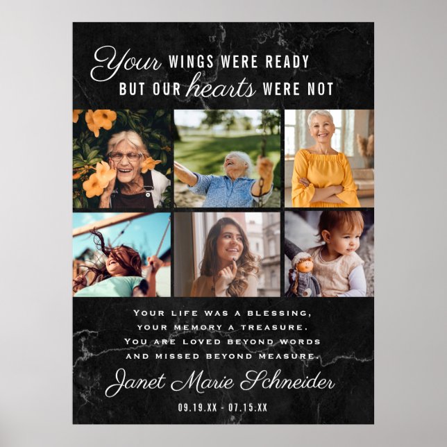 In Loving Memory | 6 Photo Collage Funeral  Poster (Front)