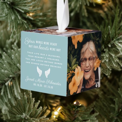 In Loving Memory  6 Photo Collage Quote Keepsake  Cube Ornament