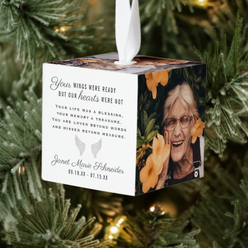 In Loving Memory  6 Photo Collage Quote Keepsake  Cube Ornament