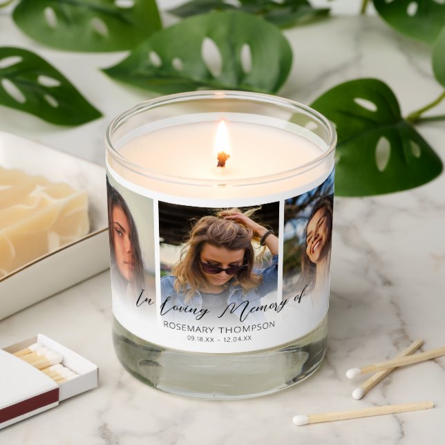 In Loving Memory 6 Photo Memorial Scented Candle (Lit)