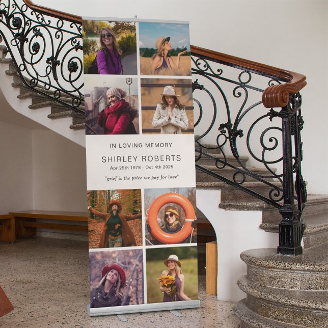 In Loving Memory 8 x Photo Collage Memorial Retractable Banner (Creator Uploaded)