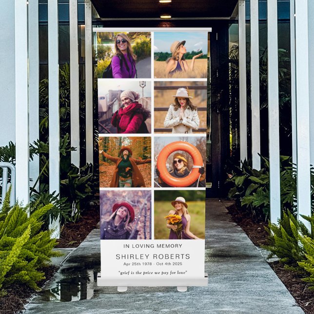 In Loving Memory 8 x Photo Collage Memorial Retractable Banner (Creator Uploaded)