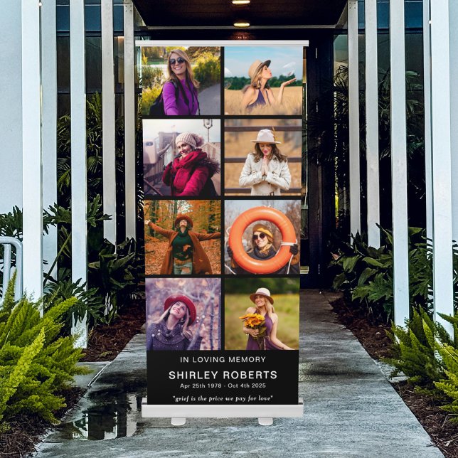 In Loving Memory 8 x Photo Collage Memorial Retractable Banner (Creator Uploaded)