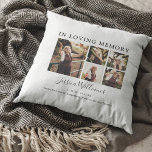 In Loving Memory | 9 Photo | Memorial Throw Pillow<br><div class="desc">Create your own funeral memorial pillow featuring 9 photo's of your loved one, the beautiful saying "In loving memory", 5 pictures, their name, dates and a personal message. The back of the pillow has a collage of 4 photographs, their name and dates, all easily personalized perfect for funerals, vigils or...</div>