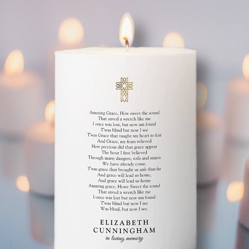 In Loving Memory  Amazing Grace Pillar Candle