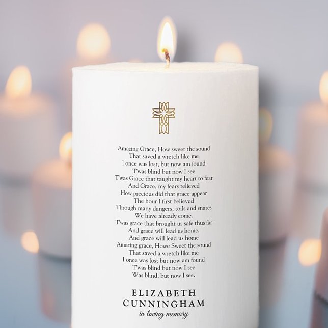 In Loving Memory | Amazing Grace Pillar Candle (Creator Uploaded)