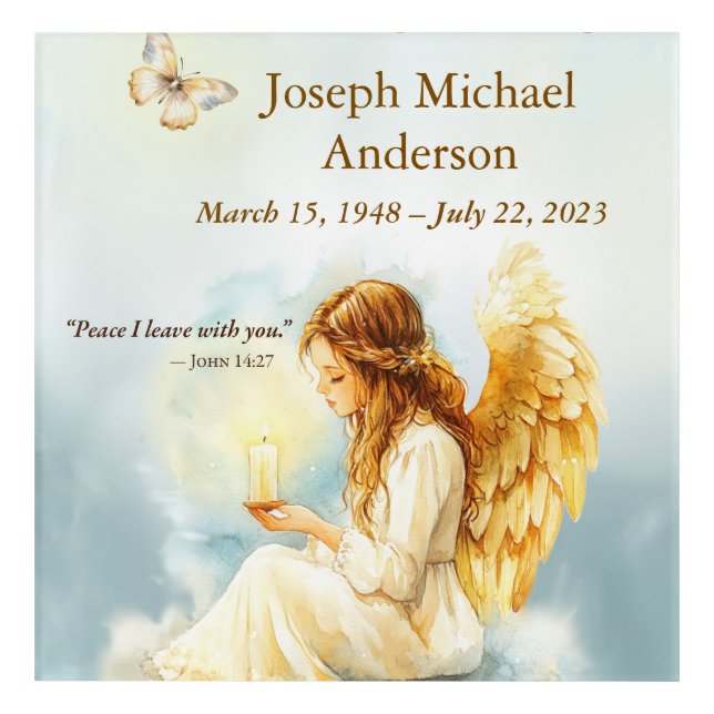 In Loving Memory Angel Candle – Custom Name Acrylic Print (Front)