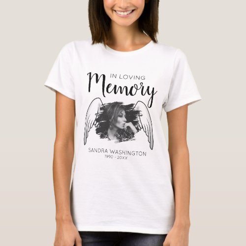 In Loving Memory  Angel Wing  Photo Memorial T_Shirt