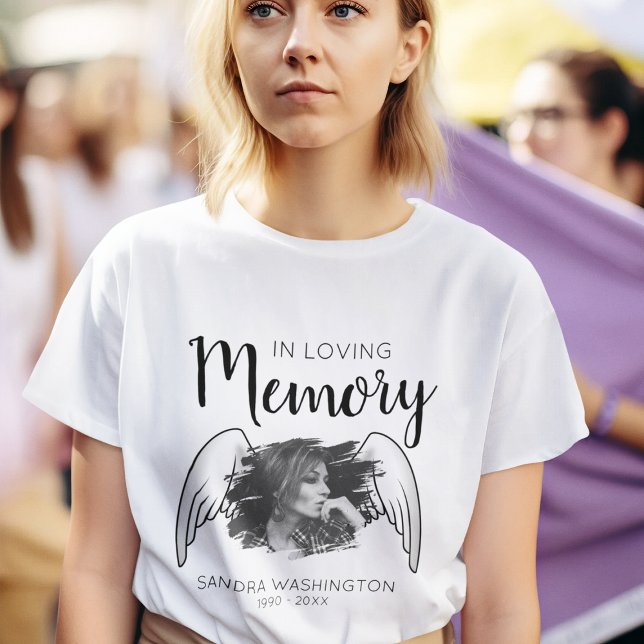 In Loving Memory | Angel Wing | Photo Memorial T-Shirt (Creator Uploaded)