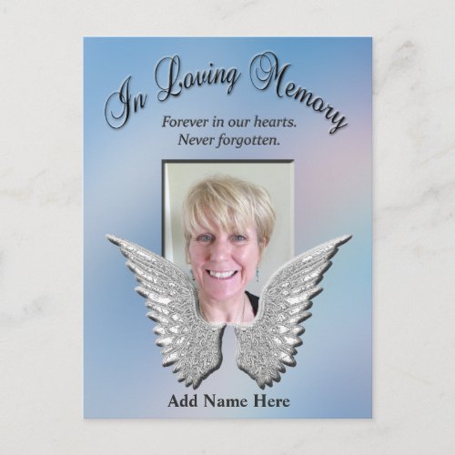 In Loving Memory Angel Wings Add Photo Postcard