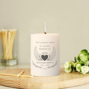 In Loving Memory Angel Wings Modern Wedding Pillar Candle